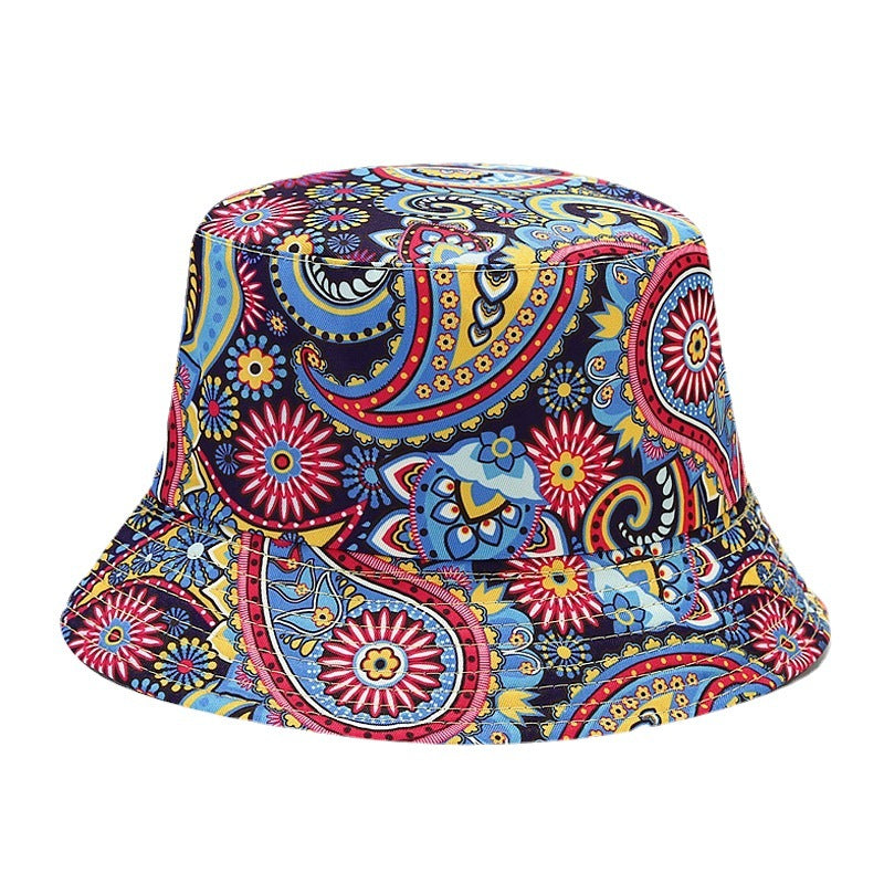 Sombrero de cubo de patrón de flores de anacardo de poliéster al por mayor